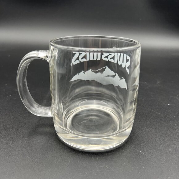 Vintage Swiss Miss Thick Clear Hot Chocolate Promo Heavy Glass Mug Cup Etched - Picture 4 of 8